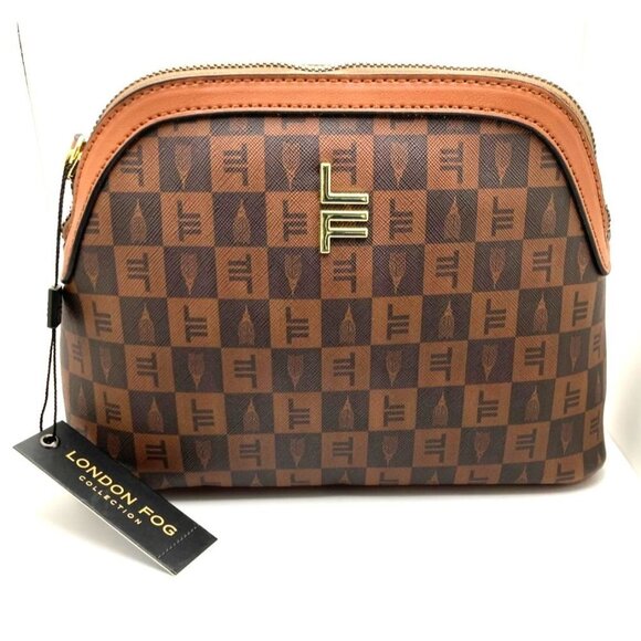 NWT London Fog Cognac Ellie Cosmetic Bag - Picture 3 of 8